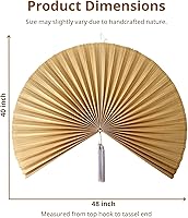 Vista 5 de ChumDecor Decoración de pared con abanico, ventilador gigante japonés, arte de pared de abanico grande de bambú para cabecero colgante bohemio