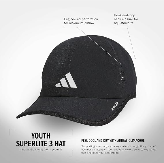 adidas Unisex Kids Superlite Hat Lightweight Athletic Cap for Boys & Girls