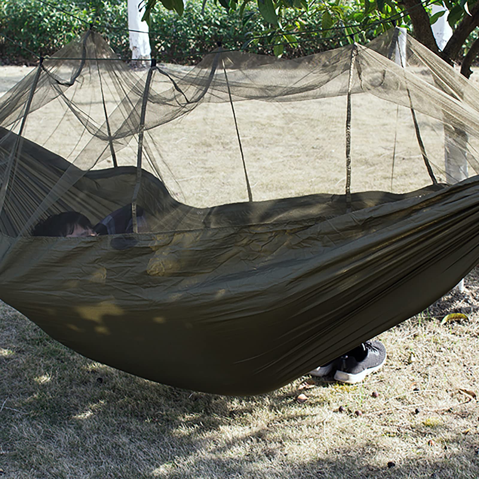 amaca da campeggio, Capacità di carico 300 kg nylon girevole con 2 moschettoni corde per viaggi campeggio 260 x 140 cm