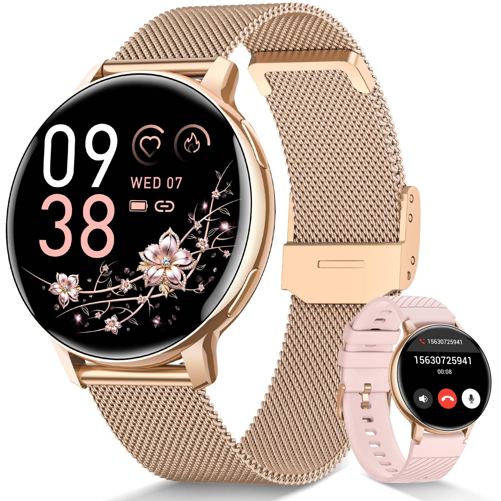 SWGOTA Smartwatch Donna con Chiamate WhatsApp, 1,39" HD Orologio Fitness con 120 Sports 24H Cardiofrequenzimetro, SpO2 Sonno Ciclo Mestruale Smart Watch IP68 Notifiche Calorie per Android iOS Oro