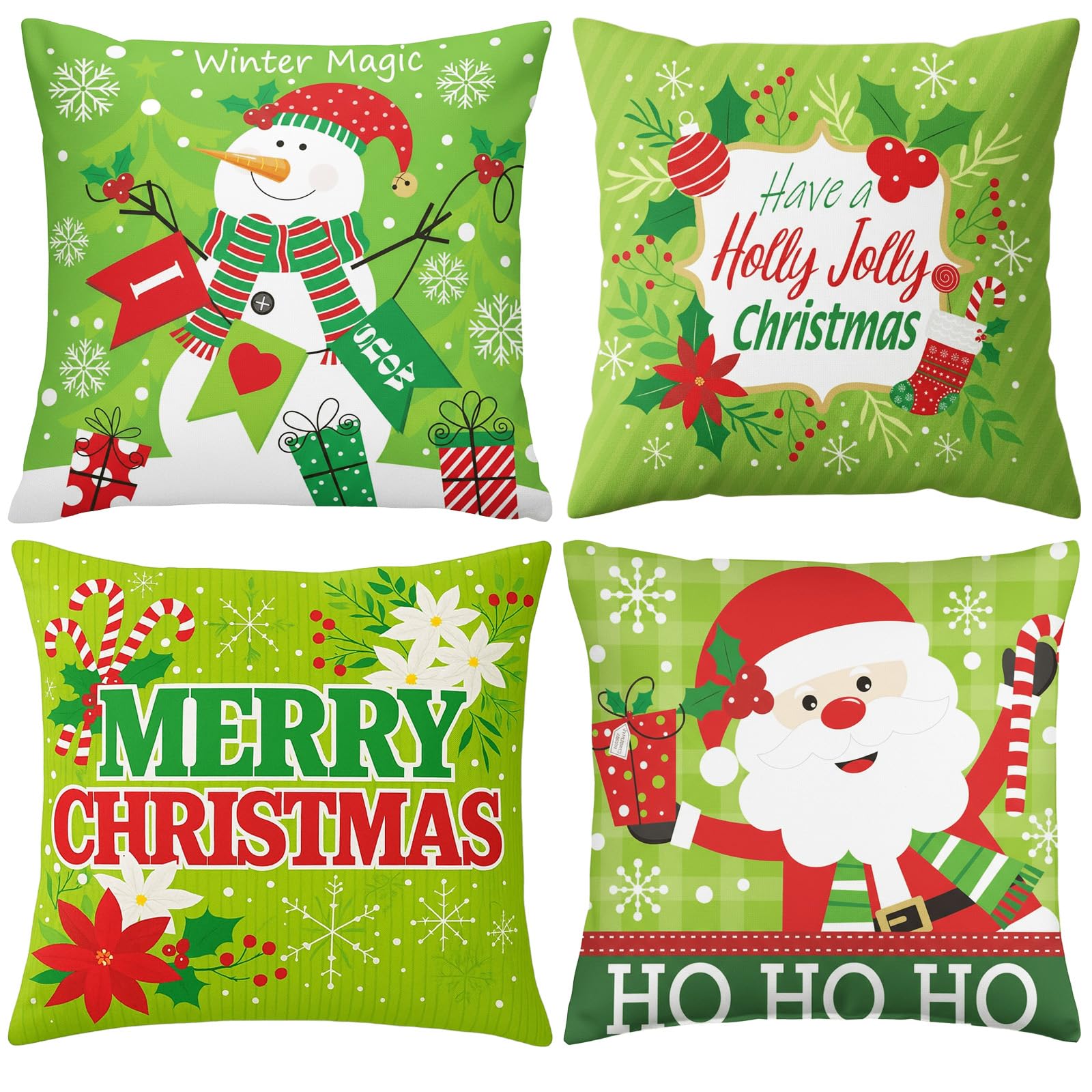 PAXMATE Christmas Pillow Covers 18x18 Set of 4 Farmhouse Burlap Holiday Throw Pillow Cases Xmas Cushion Covers for