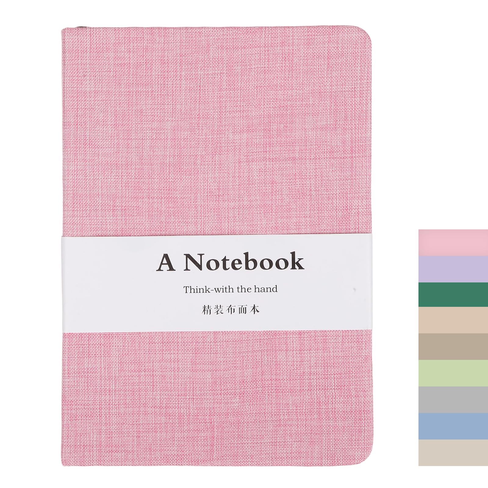 PATIKIL B6 Linen Journal, 5x7 Inch 256 Pages Lined Blank Hardcover Pocket Notebook 100 GSM Thick Paper Travel Writing Journaling Note Taking Notebook for Office Home Work, Pink