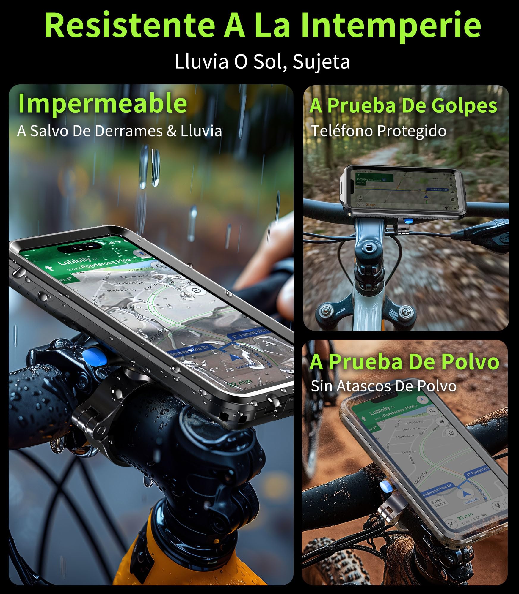Cozycase 1s 1-Clic Antirrobo Impermeable Soporte Movil Bici Moto, Pequeña | Porta Manillar Bicicleta Funda Para iPhone 17 16 15 14 13 12 Mini Pro 16e 17e Samsung Galaxy S26 S25 S24 S23 S22 S21 Plus