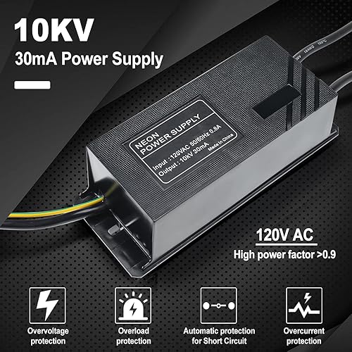 Miniatura 4 de YaeCCC Fuente de alimentación de 10KV 30mA para señal de neón de vidrio Transformador electrónico de luz de neón 120V AC 50Hz60Hz
