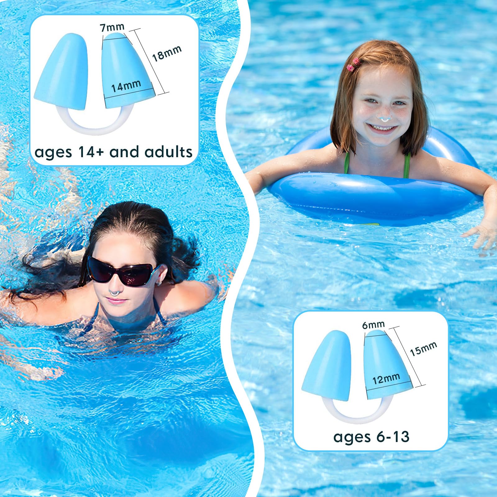 Nadar Nariz Plug, Pinza Nariz Natación Adulto Niños, Pinzas Natacion Nariz, Protector Nariz Silicona Tapón Nariz, Clip de Nariz para Natación con Caja, para Principiantes