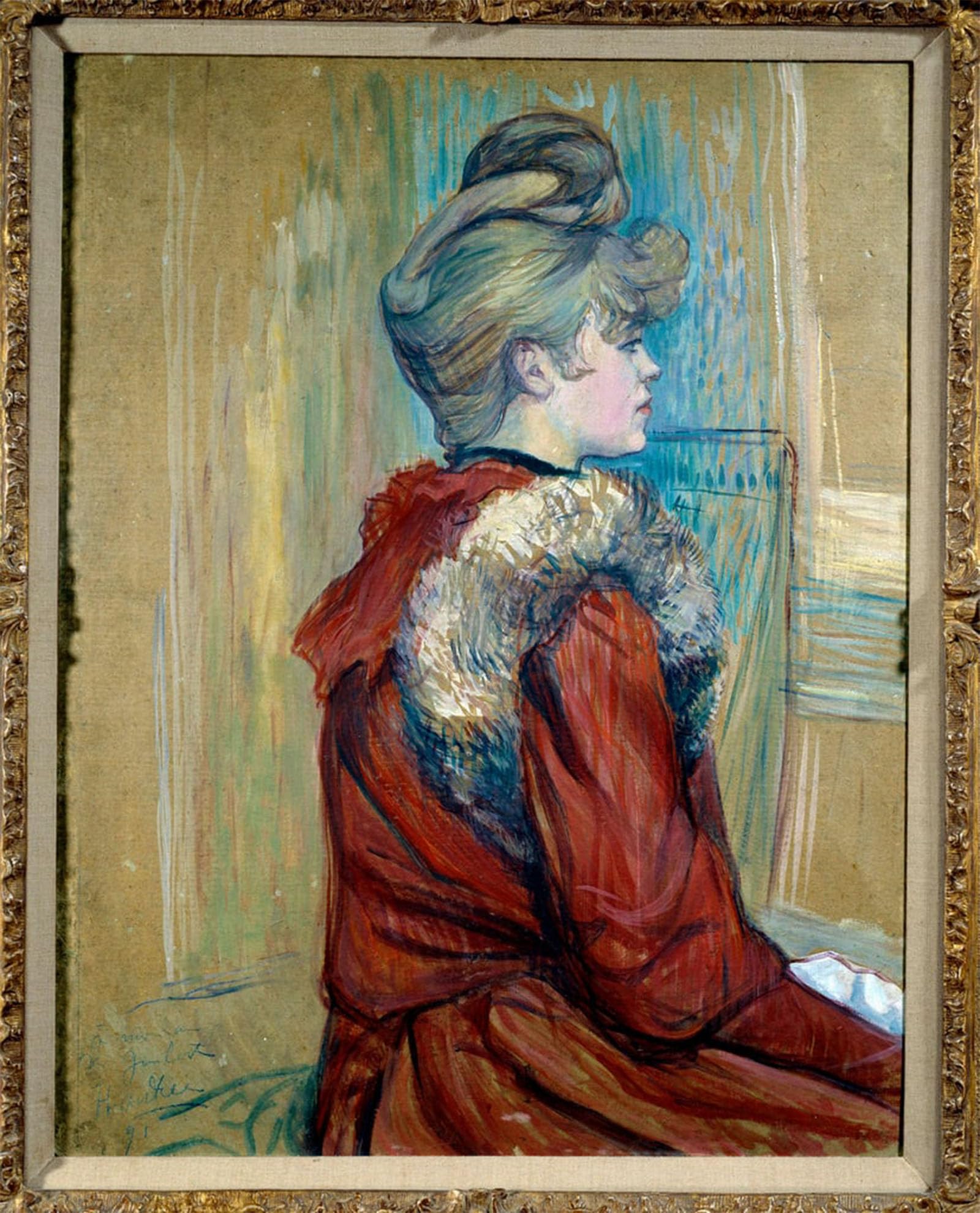 SERENDIPITP Vintage Wall Art Canvas Nordic Poster Canvas Print Picture Portrait of a Girl with Fur Study by Henri De Toulouse Lautrec Wall Art Poster for Home Decor 60x90cm