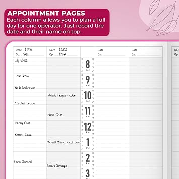 GoGirl Salon Appointment Book Reservation Book for Beauty Salons, Spas, Hair Stylists, Estheticians Appt Booking Planner, 7x10 (Hot Pink)