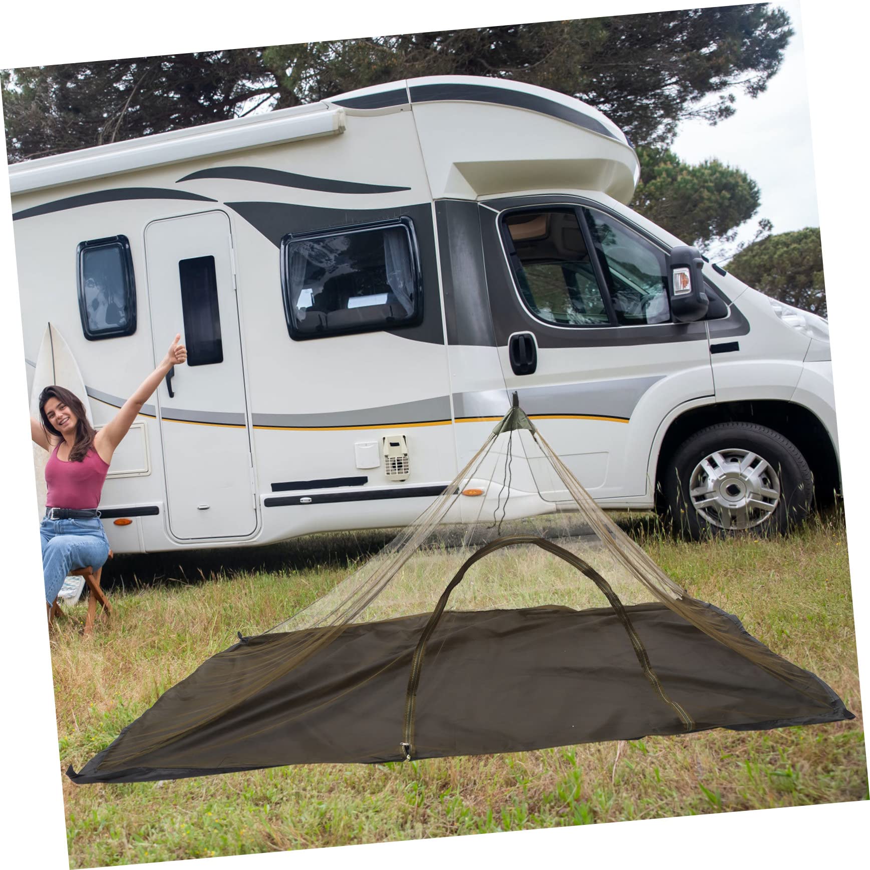 Luxshiny Tenda Zanzariera Portatile Singola Porta a Cerniera Verde