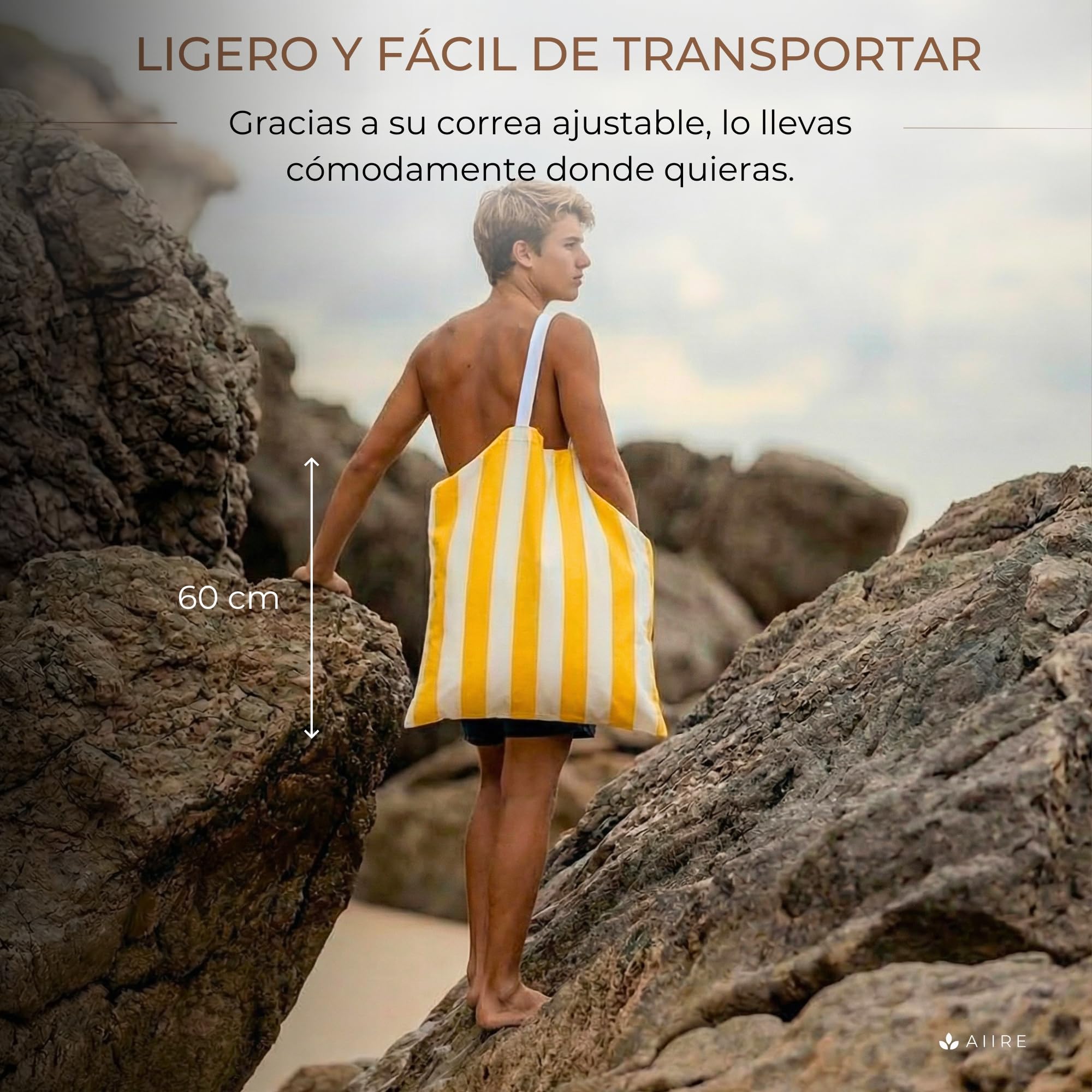 Aiire Puff Exterior Jardín con Relleno Incluido - Tejido Olefina Premium, Desenfundable y Lavable - Sofá Exterior para Playa, Terraza o Piscina - Bean Bag Chair Ligero Amarillo [75x65x55 cm]