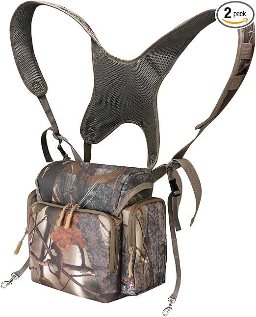 MDSTOP Binocular Harness Chest Pack, Bino Case with Rangefinder Pouch, Binocular Harness for Hunting, Bird Watching, Hiking, Shooting