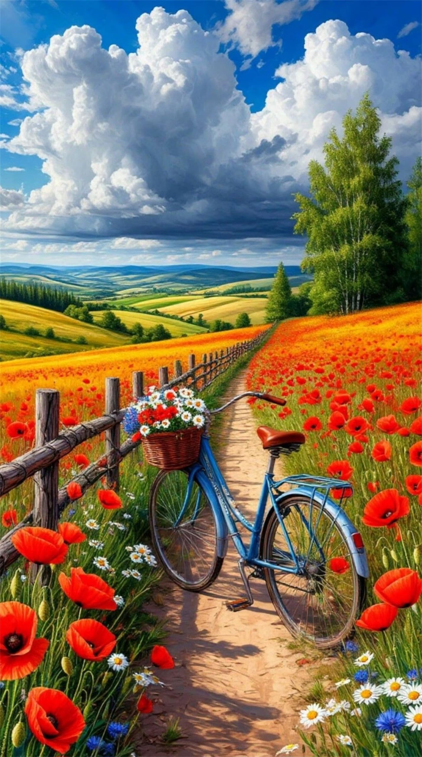 Puzzle dla dorosłych, 1500 sztuk, wymagające łamigłówki, gry logiczne dla całej rodziny, świąteczny prezent dla przyjaciół w ładnym opakowaniu (rower z makiem)