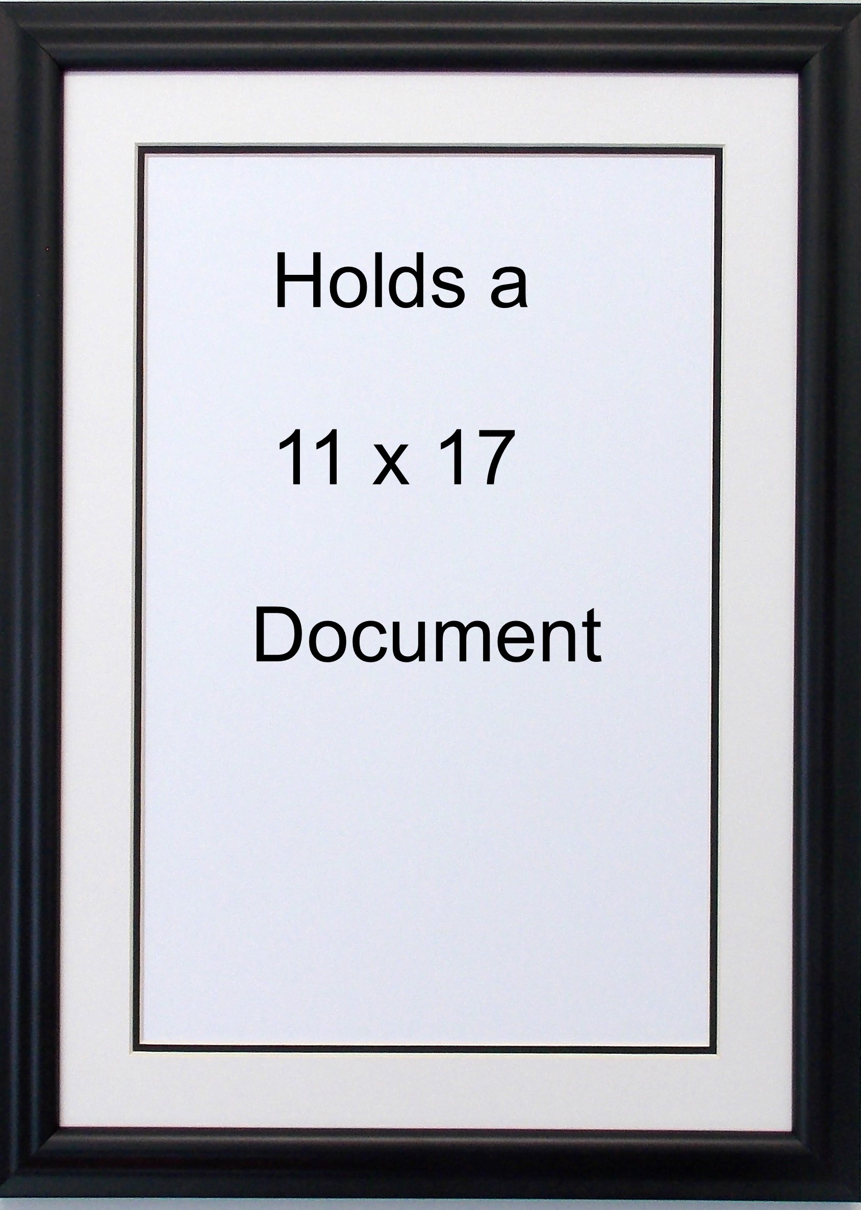 Custom Picture Frame holds 11x17 Document or certificate double matted black frame