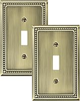 Vista 14 de Paquete de 2 Placas de Cubierta Combinadas para Interruptor de Palanca/Dúplex, Placa de Cubierta de Enchufe de Pared de Metal de Latón Antiguo