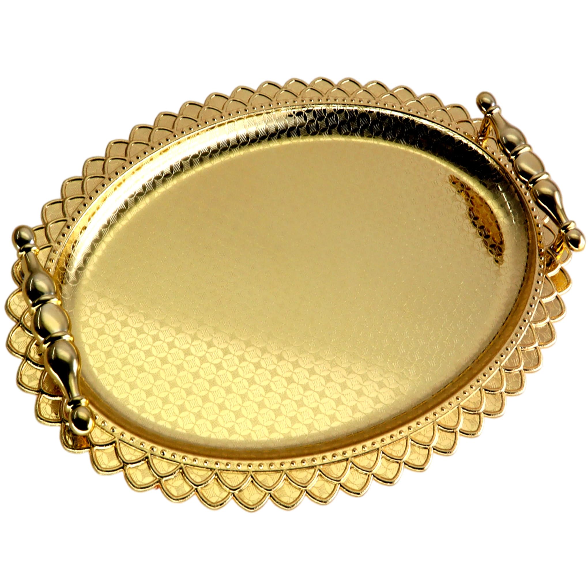 Bandeja rectangular cromada para servir con asa, diseño vintage, diseño clásico, para fiestas, bodas, buffet, evento TLA-139