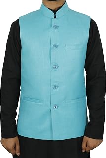 Men's Cotton Bandhgala Nehru Festive Jacket/Waistcoat-Blue2