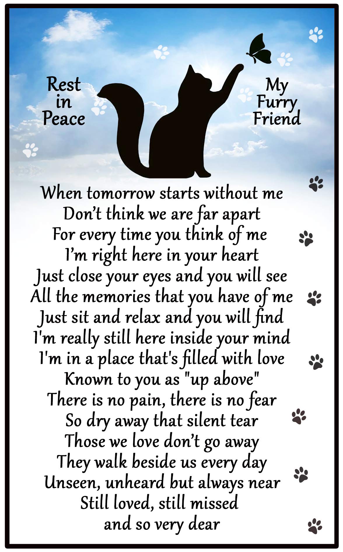 Cat RIP Bereavement Gift - Still Loved verse, 6 x 4 inch Fridge Magnet, Pet loss, Remembrance, Memorial, Sympathy Flexible Magnet