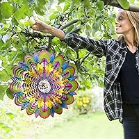 Vista 6 de FONMY - Molinillo de viento con forma de mandala y con bola de cristal en 3D, de acero inoxidable, atrapasol, ideal como regalo de Navidad