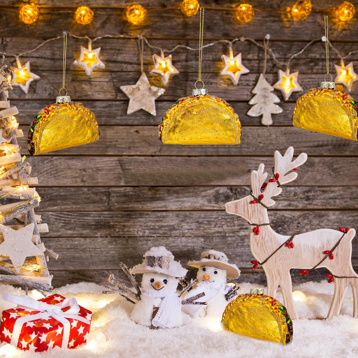 Joiedomi Christmas Taco Glass Ornament, Xmas Glass Blown Food Ornament Presents for Christmas Tree Decoration Indoor - Image 7