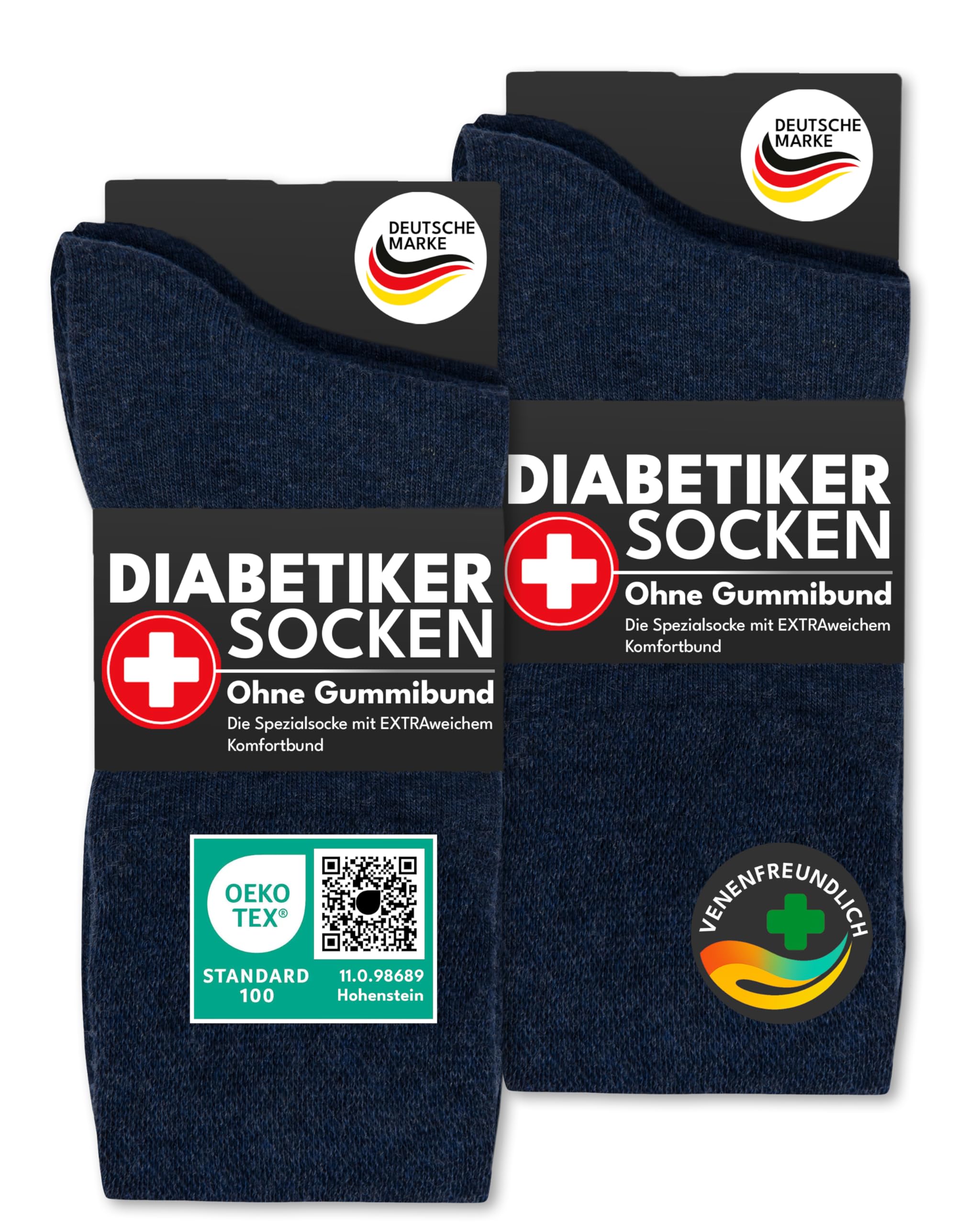 sockenkauf24 Diabetikersocken ohne Gummi & ohne Naht 97% Baumwolle (6 Paar) Diabetiker Socken mit Komfortbund für Damen & Herren