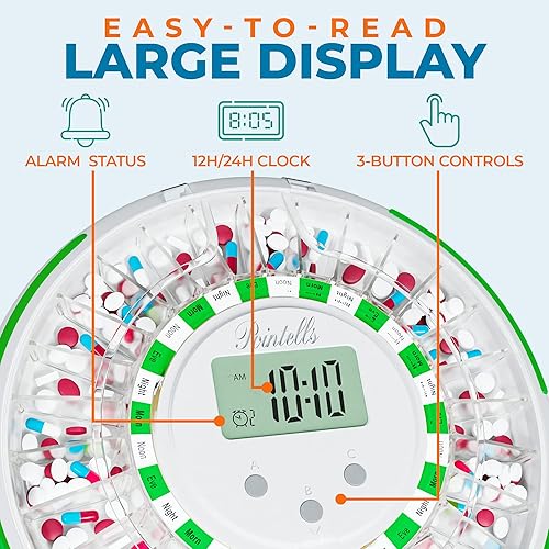 Miniatura 3 de Dispensador automático de píldoras con alarma de sonido para organizador de medicamentos cronometrado - Máquina dispensadora de píldoras de 28 días