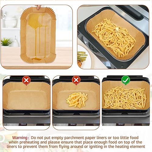 Miniatura 5 de Forros desechables para freidora de aire de 11 x 6 pulgadas para parrilla interior Ninja Foodi Smart XL 6 en 1, 120 forros rectangulares de papel