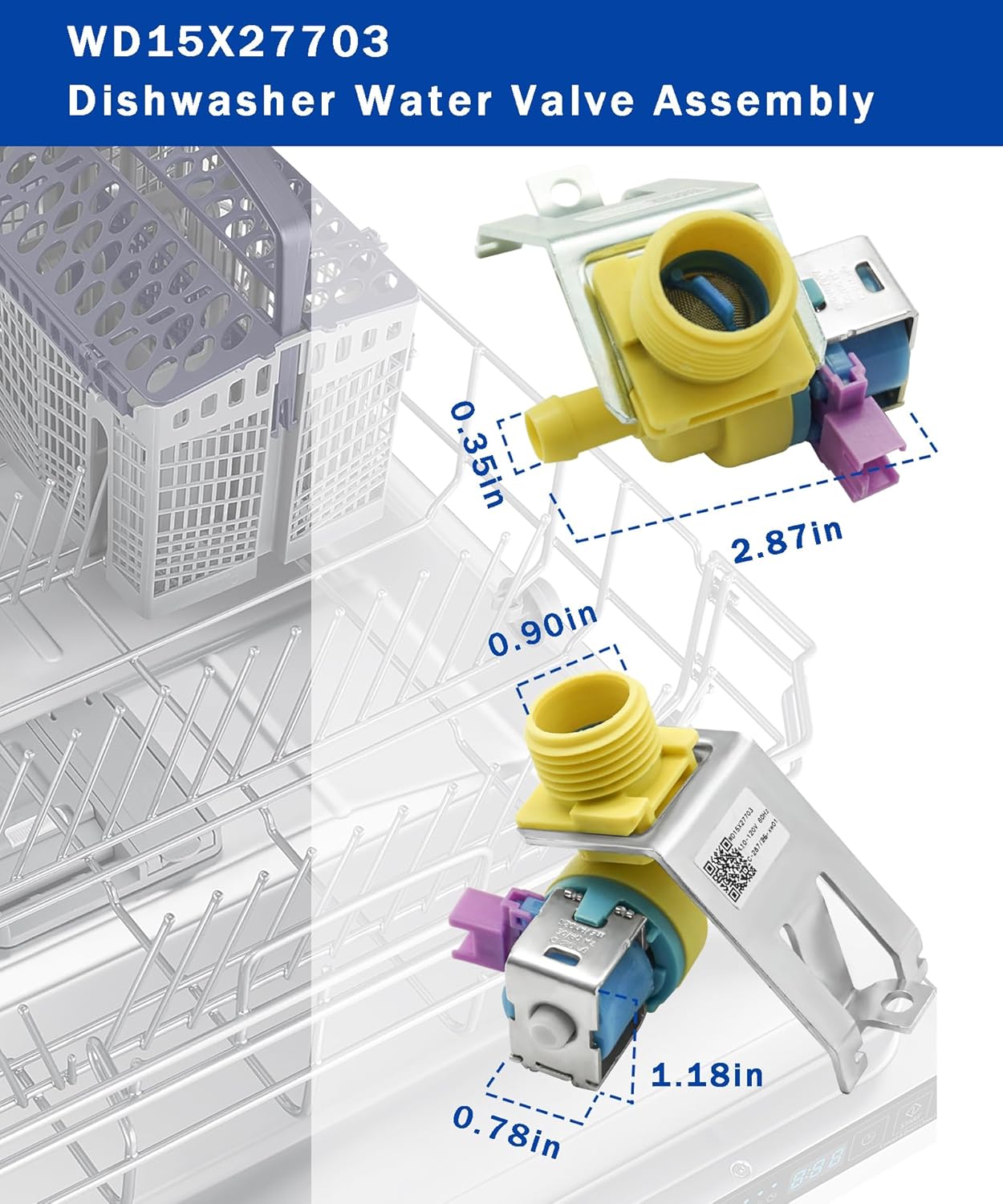 WD15X27703 Water Inlet Valve Compatible With GE,Hotpoint,RCA,Kenmore/Sears And Others Dishwashers,Replaces AP6994873,265D3719G002 ETC
