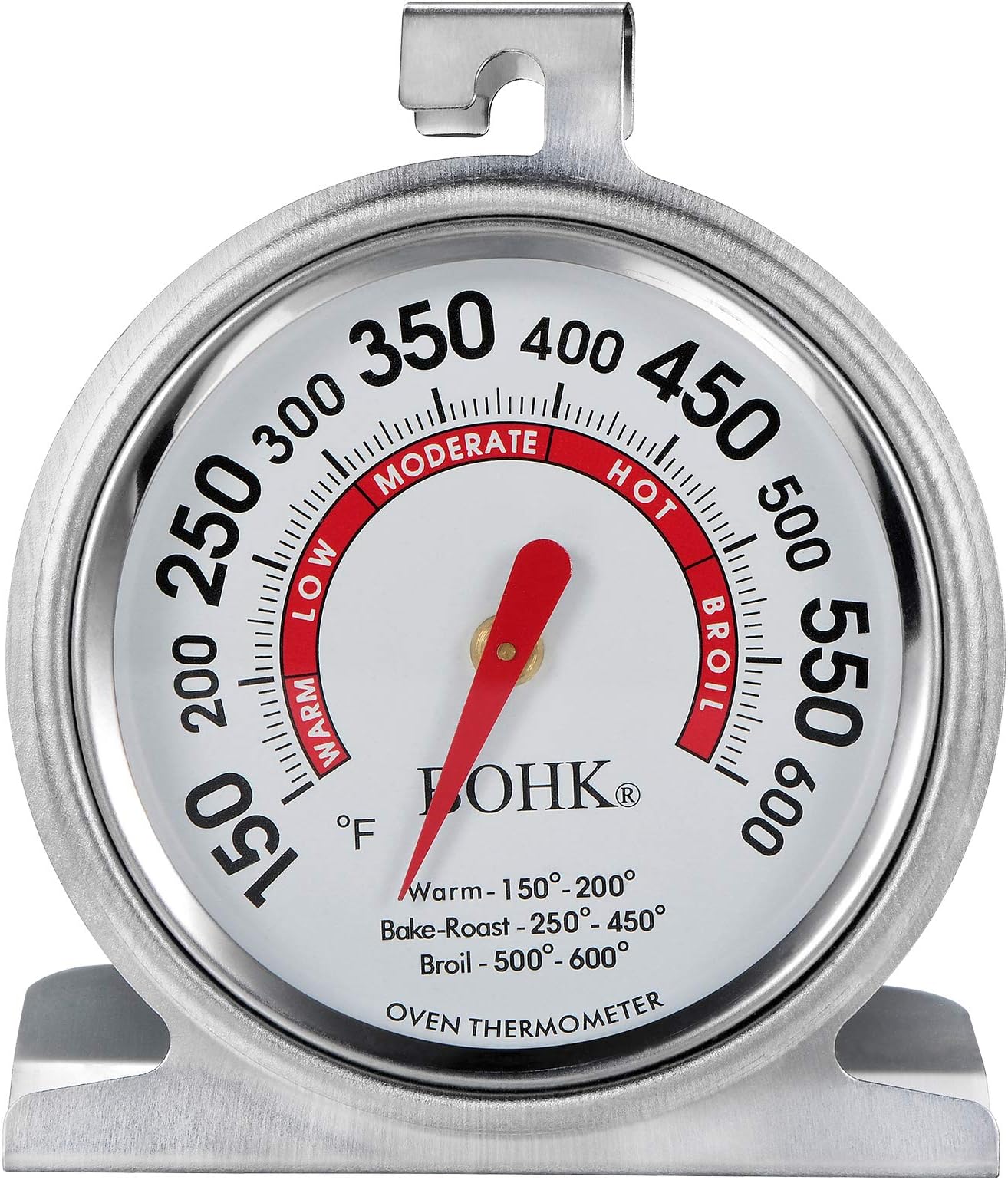 2 Inch Dial Oven Thermometer with Hanging Hook and Rectange Stand Thermometer for Oven Baking Roasting Cooking