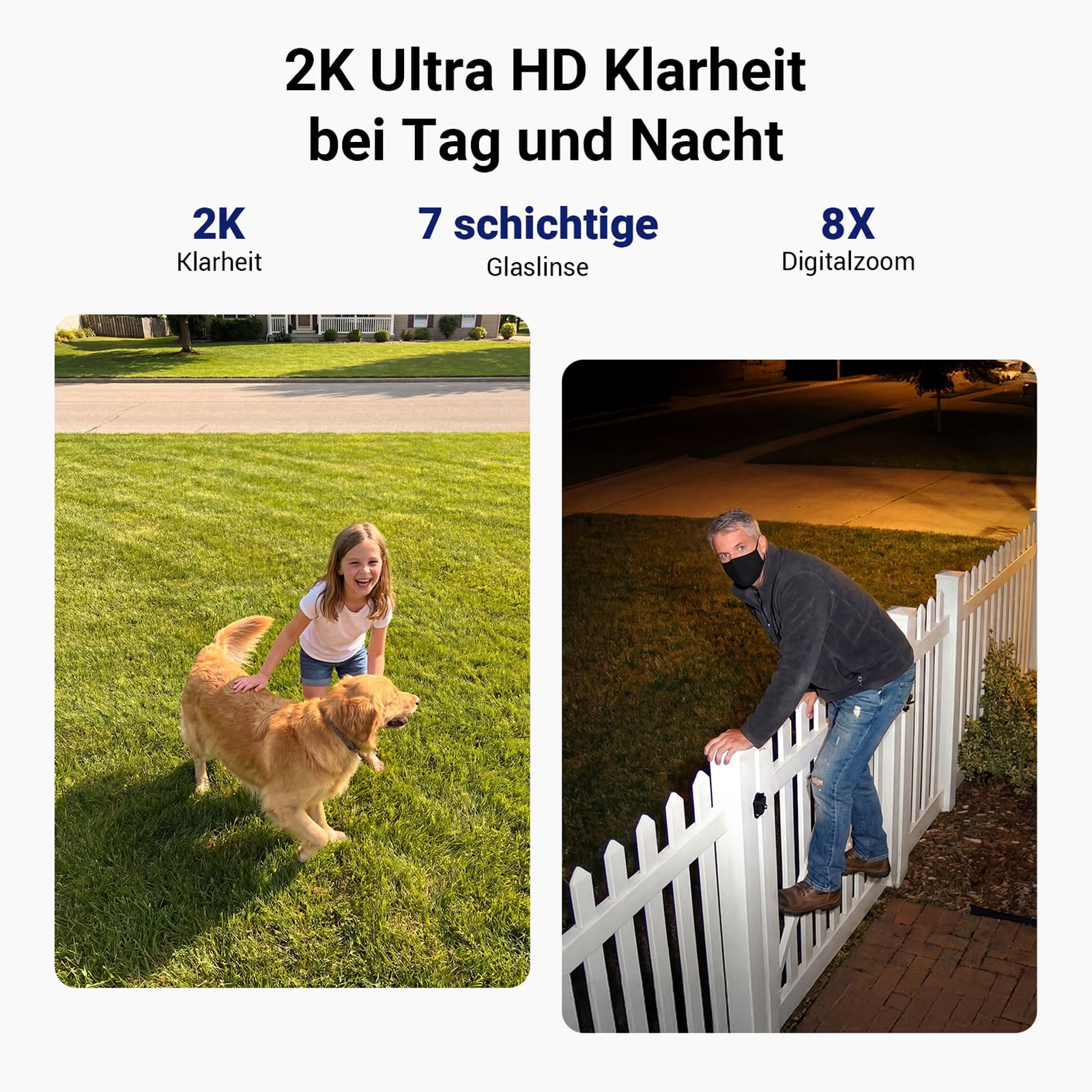 ANSQUE Überwachungskamera Außen Solar Akku, 4er Set mit AnsqueBase, Ohne Abonnement, 32GB Lokalspeicher, 360° Automatische Verfolgung, 2K Farb-Nachtsicht
