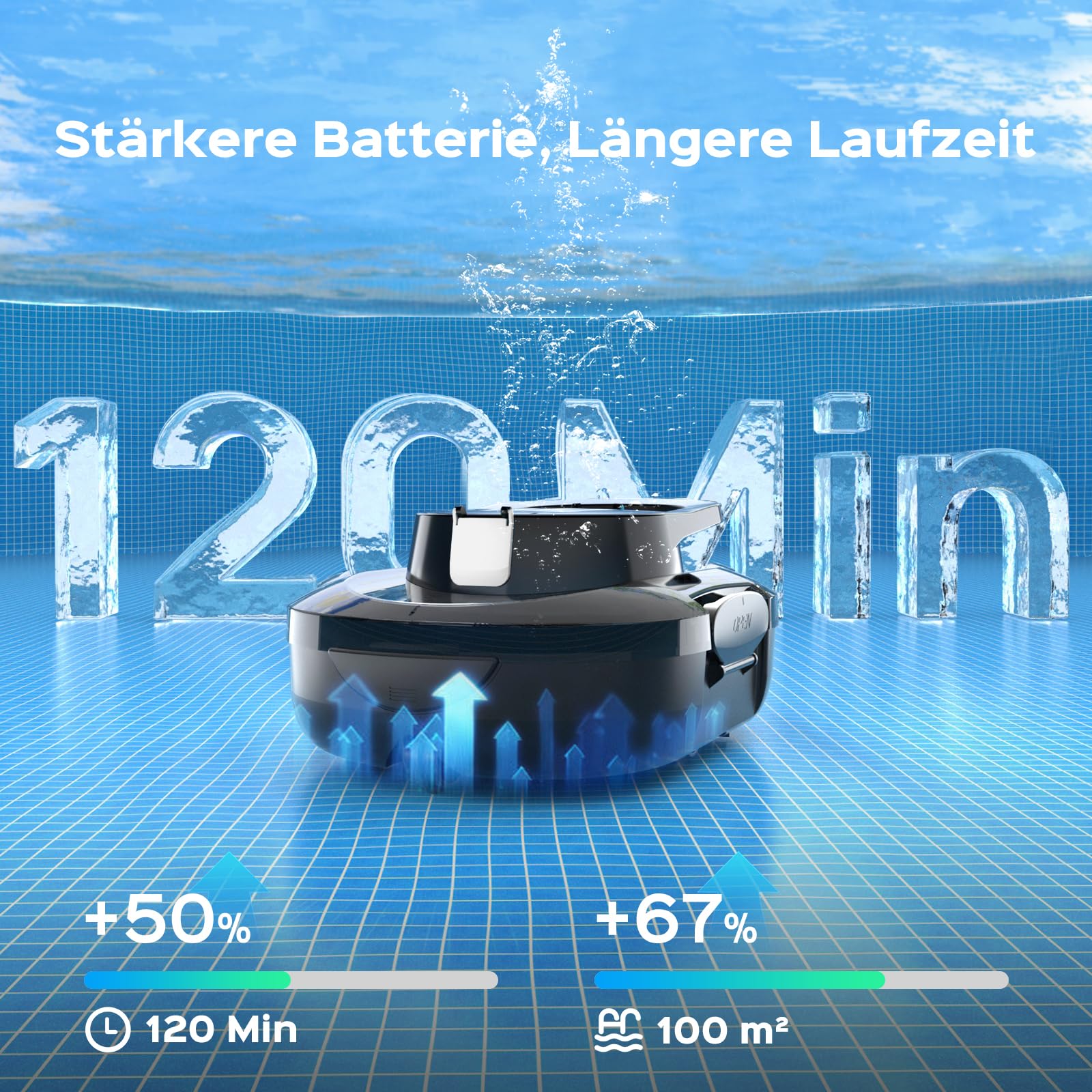 S1PRO 2026 Upgrade Poolroboter Akku, 120 Min Reinigungszeit, Leichter Poolsauger mit Dual-Antriebsmotoren, 2,5 Stunden Ladezeit, Auto Parken Poolreiniger für Flache Böden Pools bis 95 m², Schwarz Weiß