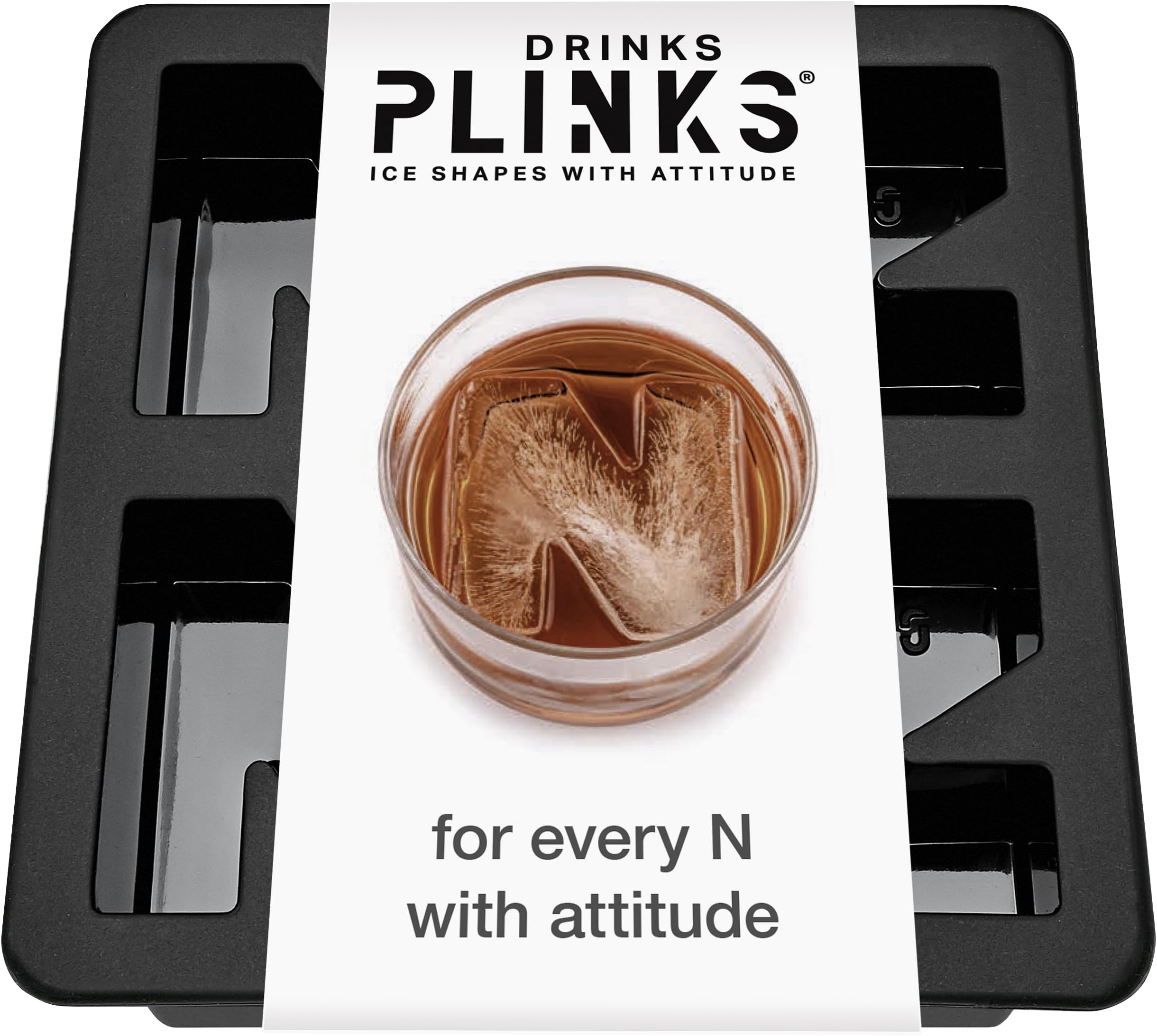 DRINKSPLINKS Silicone Ice Cube Tray with Large Letter N - Monogram Shaped Ice Cube Mold for Freezing, Baking & Crafting - Personalized Ice Cube Molds for Cocktails & Whiskey with Custom Letters