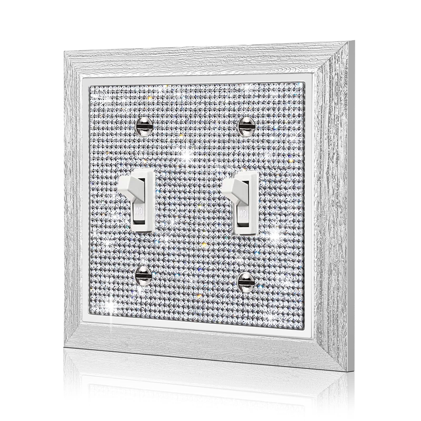 Plaque murale double interrupteur imitation bois pour masquer défauts