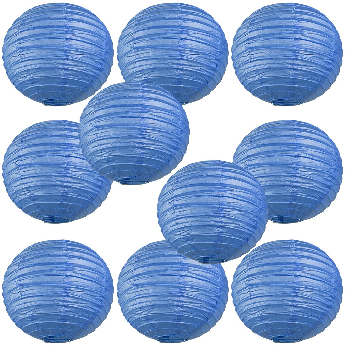 WYZworks Round Paper Lanterns 10 Pack (Flat Blue, 14