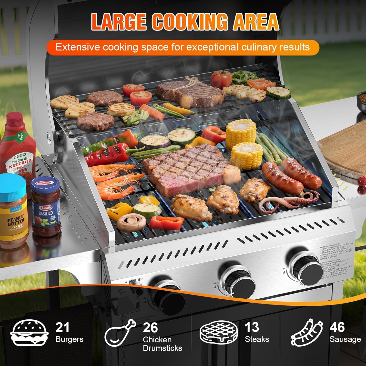 Electactic 3-Burner Propane Grill - Stainless Steel BBQ -4 Electactic 3-Burner Propane Grill - Stainless Steel BBQ -4