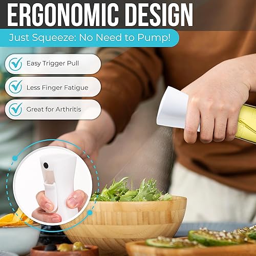 Miniatura 5 de Hula Home Pulverizador de aceite para cocinar (8.5 oz8.5 fl oz) Mister de aceite de oliva, botella de spray para alimentos - Blanco