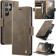 Cracedily Cover per Samsung Galaxy S23 Ultra Case, Libro Custodia Portafoglio Premium Pelle PU, Slot Scheda, RFID Shieldon, Chiusura Magnetico Aletta Antiurto Case Custodia per Galaxy S23 Ultra, Caffè