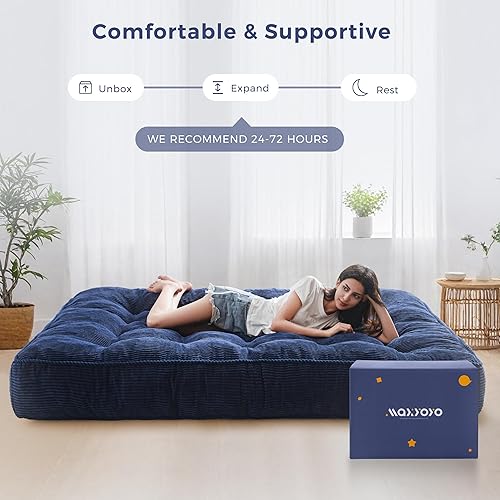 Miniatura 14 de MAXYOYO Colchón futón de 8 pulgadas, tamaño Queen, sofá cama ultra grueso, sofá cama copetudo, colchón de piso para adultos, relleno de espuma