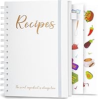 JUBTIC Pearl Blank Recipe Book: Spiral Hardcover Notebook for 120 Family Recipes with Gold Foil Stickers