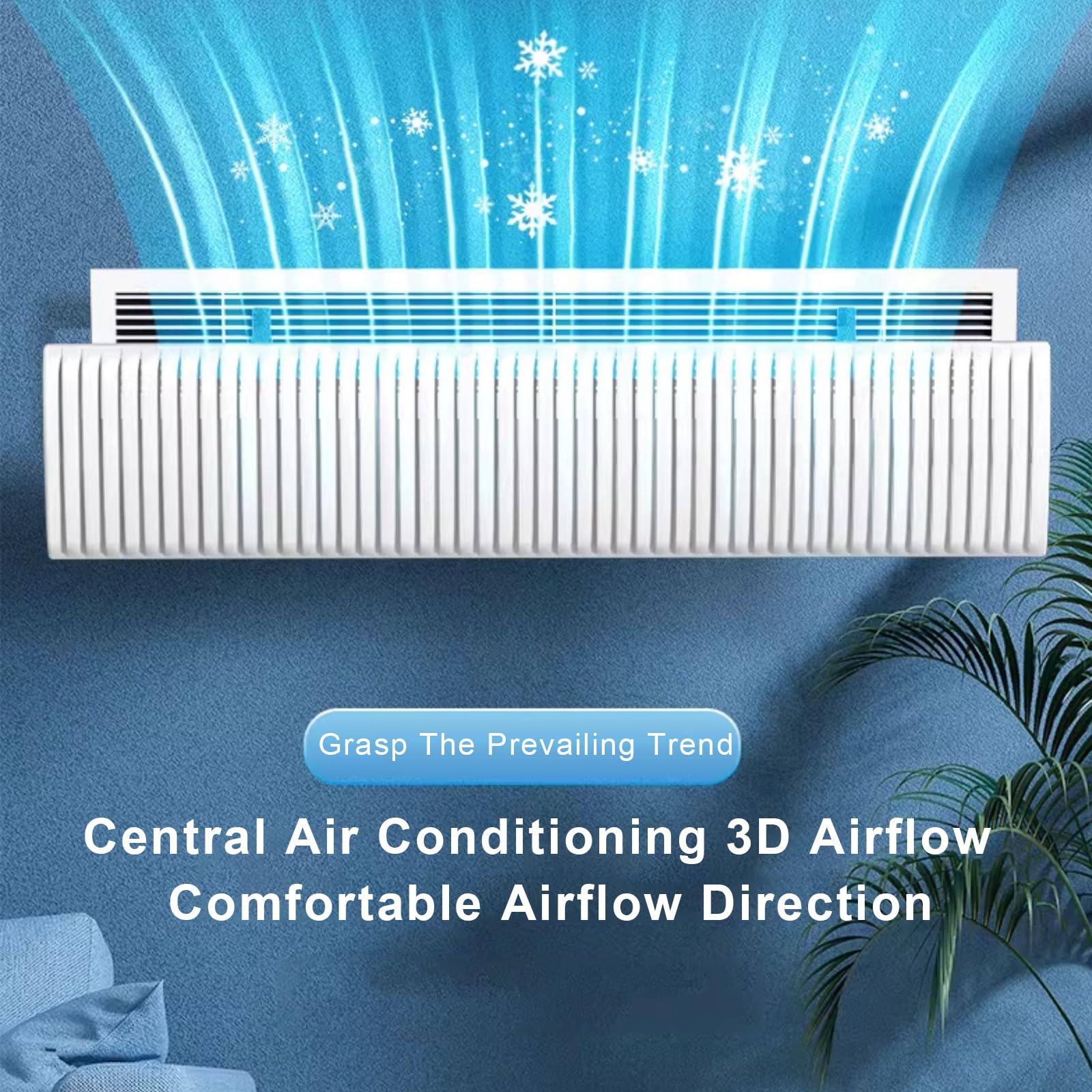 Deviatore Aria Condizionatore, Universale, Flusso 3D Multisegmentato | Plastico, senza Condensa, Uso Domestico e Ufficio, Asta di Collegamento Allungata(120x20cm/47x8in)