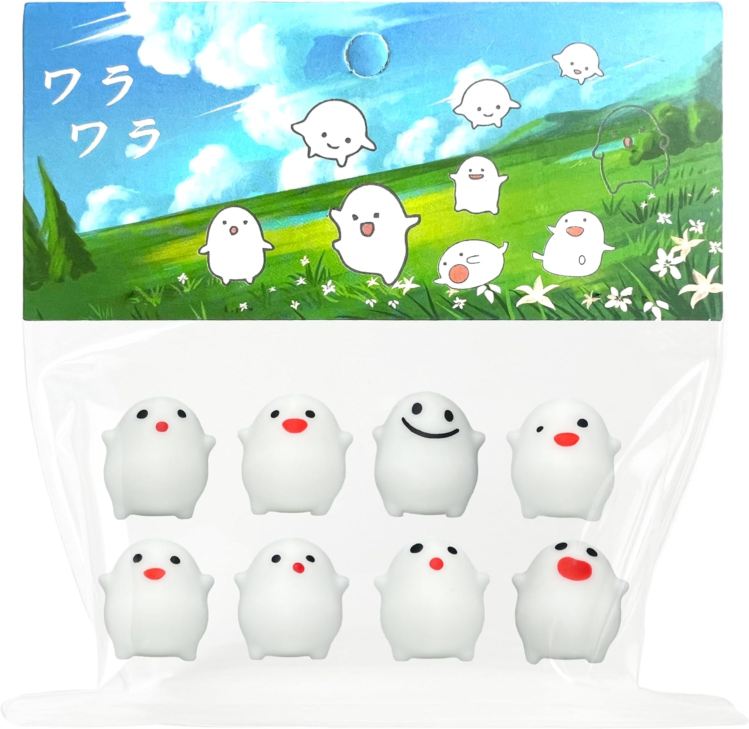 ZTATU Kawaii Ghosts Mini Mochi Squishies - Taba Squishy Fidget Toys for Kids - Sensory Squeeze Ball Kid Party Favors - Stress Relief Toy for Office, Travel - Classroom Prizes, Easter Basket Stuffers