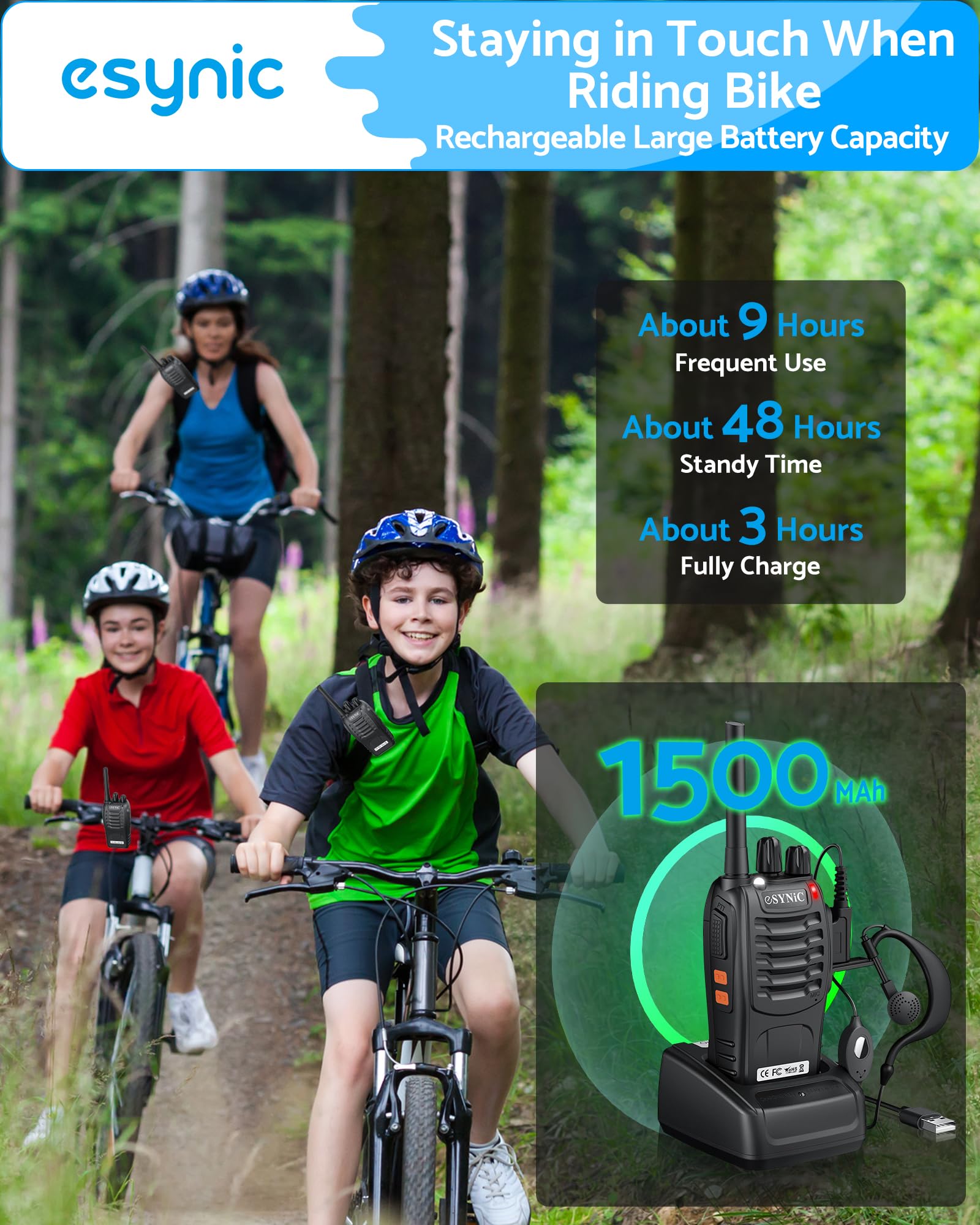 Fugen 4 szt. Walkie Talkies dalekiego zasięgu - 2-kierunkowe radio dalekiego zasięgu Walkie Talkie z 4 szt. oryginalnymi słuchawkami z 16-kanałowym pojedynczym pasmem obsługuje funkcję VOX idealne do survivalu i innych aktywności