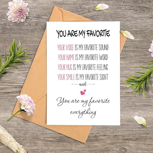 Miniatura 4 de TRIDECOR Tarjeta de felicitación con texto en inglés You Are My Favorite  Tarjeta de San Valentín para él, ella, esposa, marido, tarjeta de