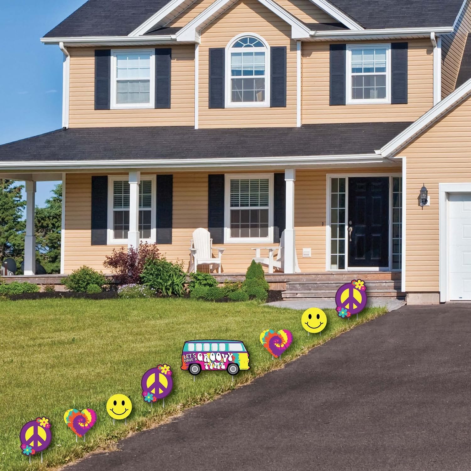 Big Dot of Happiness 60's Hippie - Yard Sign & Outdoor Lawn Decorations - 1960s Groovy Party Yard Signs - Set of 8