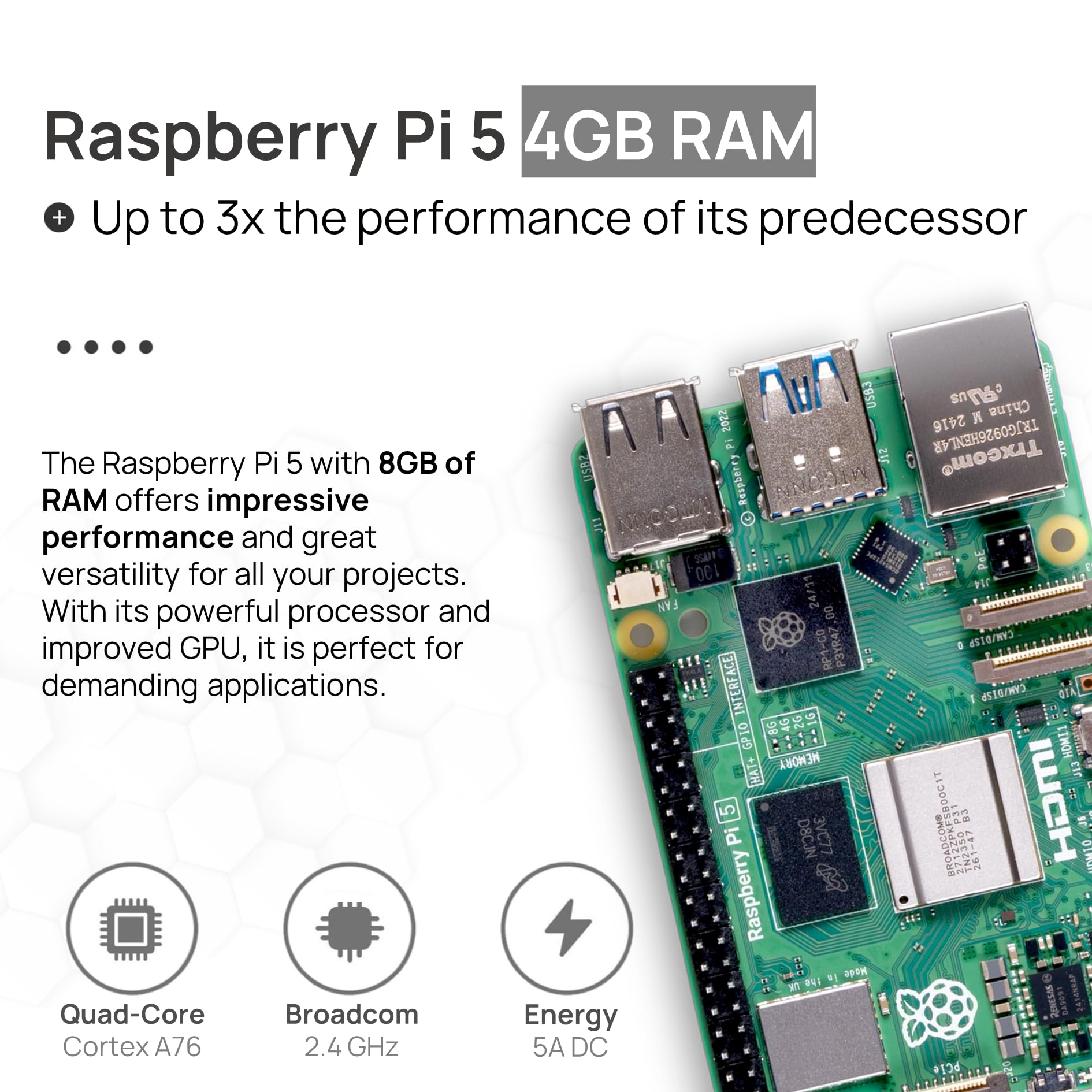 db-tronic Raspberry Pi 5 4 GB Starter Kit | Edycja 64 GB | Zasilacz 27 W | Obudowa Airflow | Aktywne chłodzenie | idealny do Home Assistant i smart home