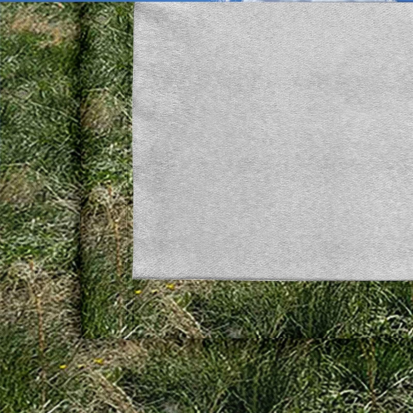 Czeska zasłona okienna, zasłona zaciemniająca niebieski biały zielony słoneczny krajobraz górski poliester 2 panele 468 x 214 cm