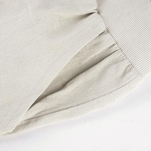 Miniatura 4 de Puimentiua - Pantalones ceñidos de mujer de algodón y lino con cordón en la parte trasera, cintura elástica, pantalones casuales con bolsillos