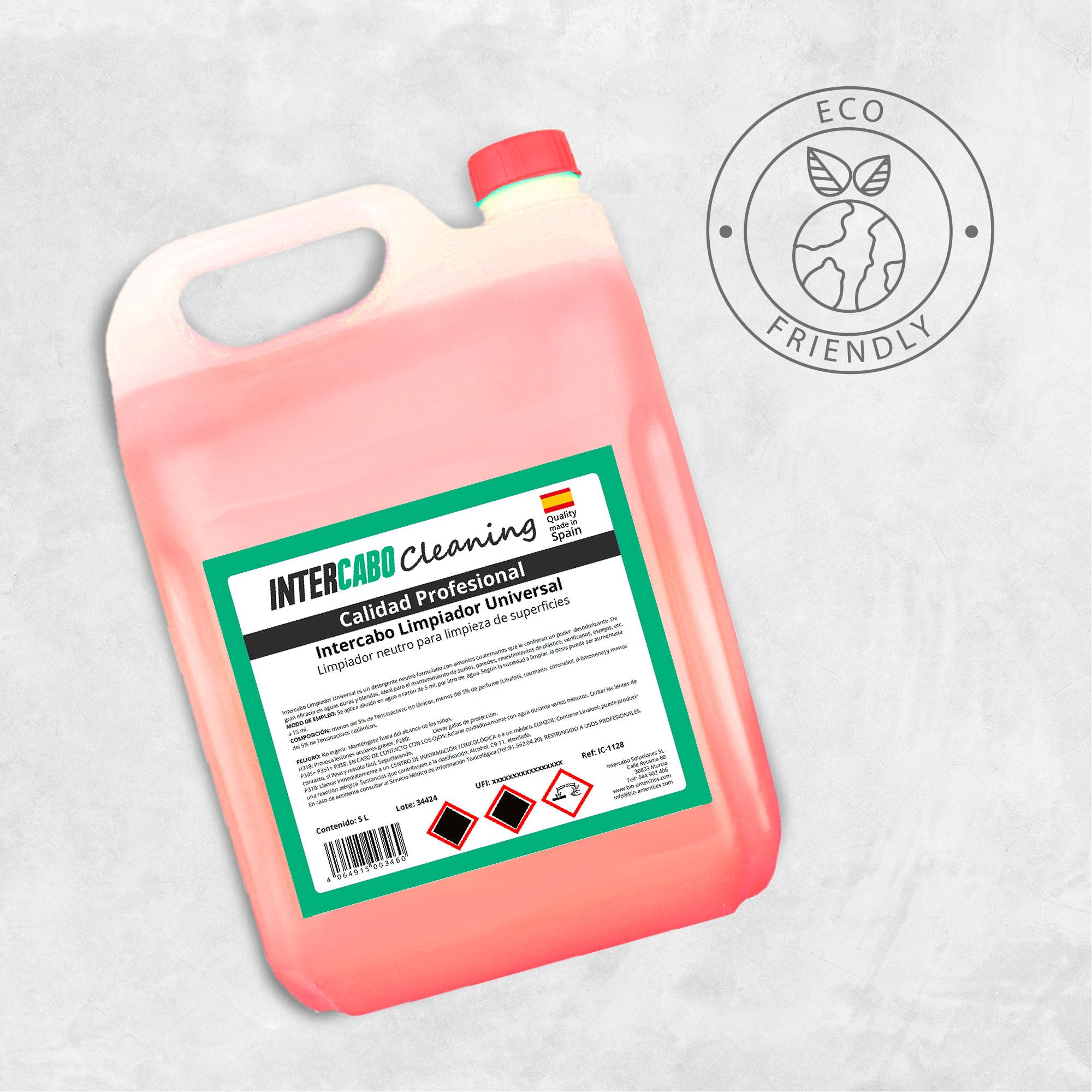 Pack 4 garrafas de 5L limpiador multiusos de superficies - total 20L - limpieza profesional de cocinas, baños, suelos y muebles - limpiador universal perfumado - Intercabo