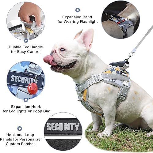 Miniatura 3 de ISPET - Juego de arnés y correa para perro sin tirones, arnés reflectante ajustable para perro con clip delanterotrasero y mango duradero para