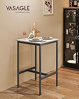 Vista 2 de VASAGLE - Mesa de bar, pequeña mesa de comedor de cocina, mesa alta de pub, mesa de altura para cócteles para sala de fiestas, marco de metal