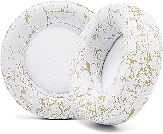WC Upgraded Replacement Earpads for Corsair Virtuoso Gaming Headset Made by Wicked Cushions | Improved Durability, Thickness, Softer Leather, and Sound Isolation | Gold Marble
