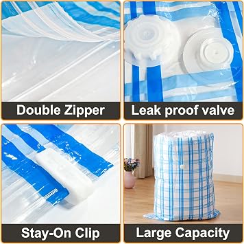 STORAGE MASTER Vacuum Storage Bags, Space Saver Bags 80% More Storage Space (8 Jumbo, Electric Pump)
